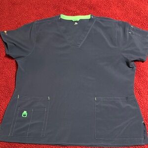 Carhartt Navy Blue Scrub Set with Green Accents